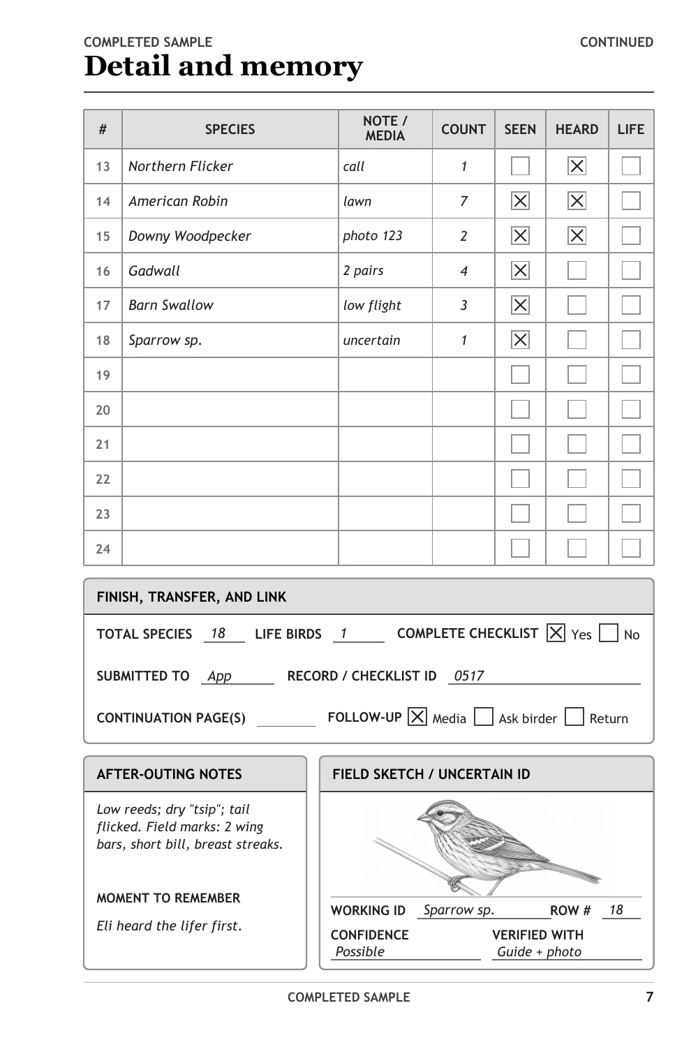 Birds, Noted, interior page 7